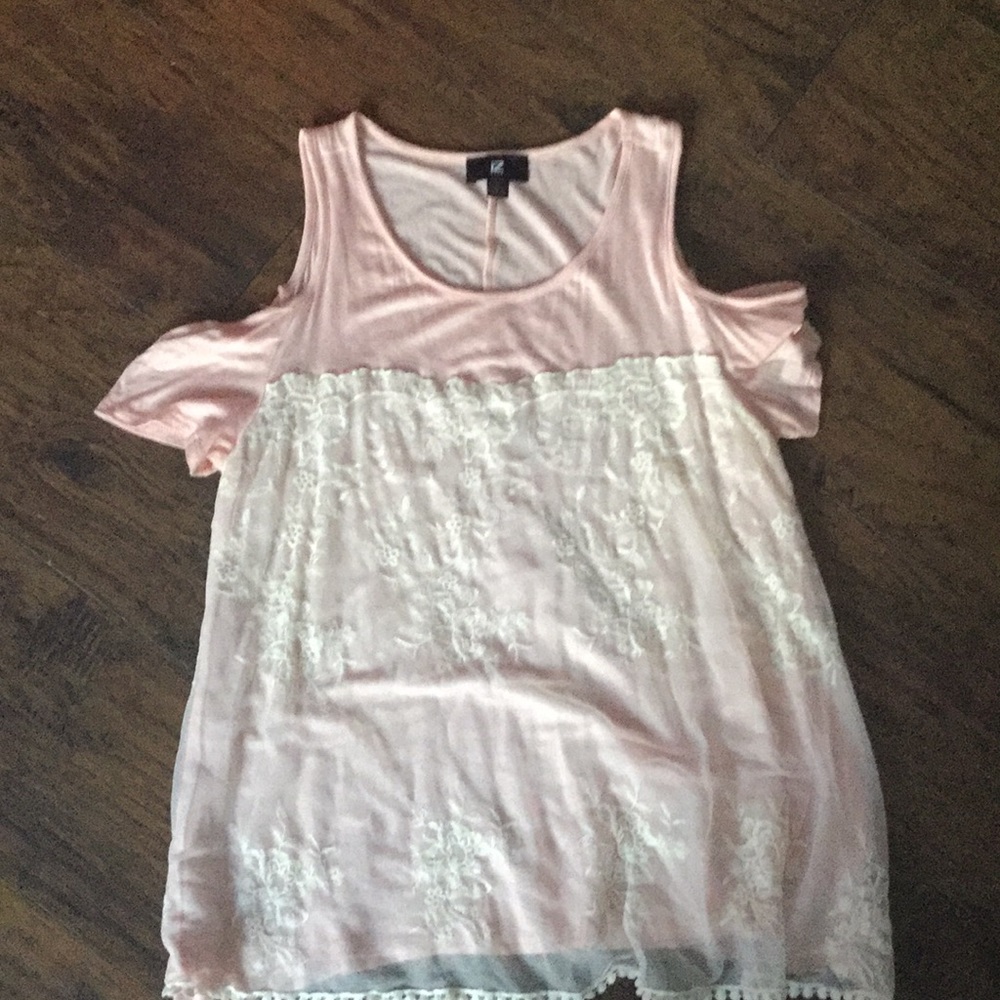 Pink cold shoulder top